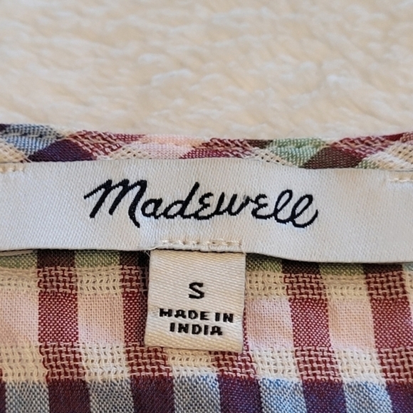 Madewell Plaid Shirt Small Women's Cotton Crop Top Front Tie Knot - Picture 9 of 15
